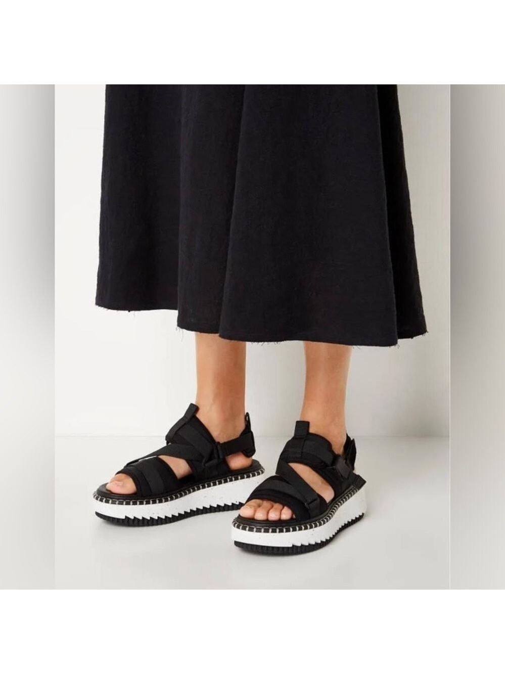 NIB Chloe Lilli Platform Slingback Sport Sandals in Black - EU42/US12